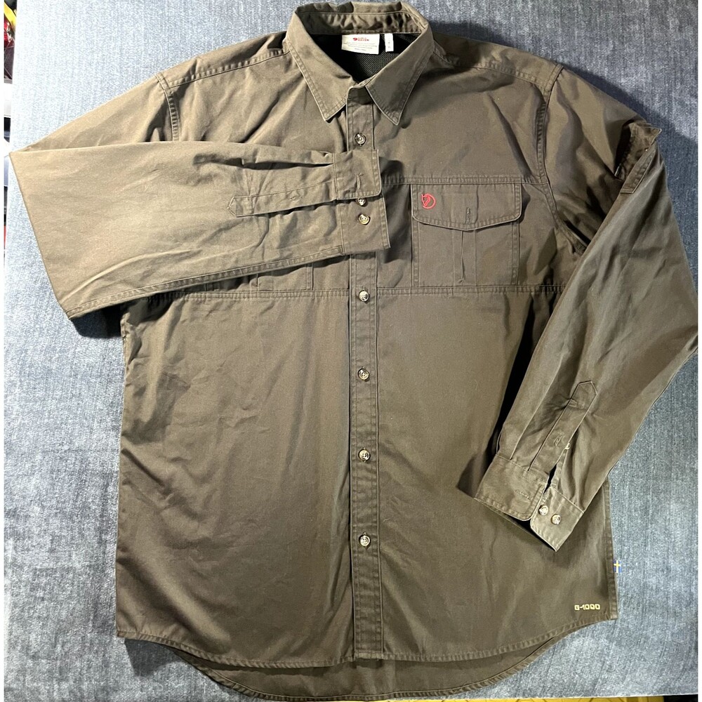 Fjallraven Singi Trekking Shirt LS Men XL Brown Long Sleeve G-1000 Outdoor